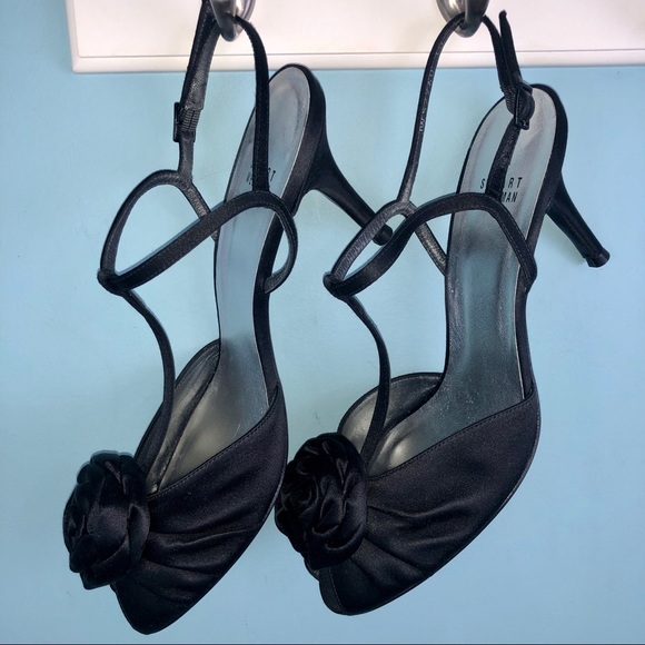 Stuart Weitzman Shoes - NIB Stuart Weitzman Black strapping heel w/ rose